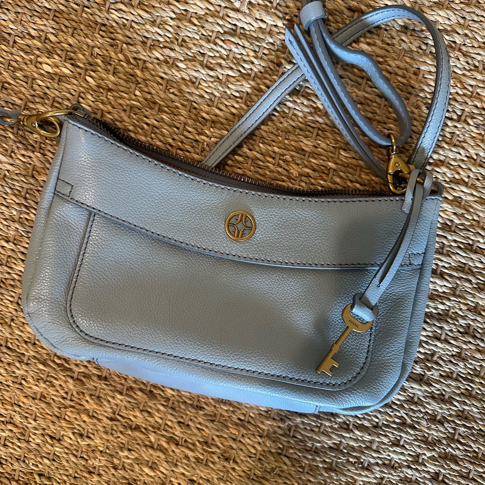 FOSSIL - Blue Leather Shoulder Bag